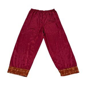 Vintage Y2K The Cocktail Hour Silk Blend Pants Dark Red Rust Elastic Waist